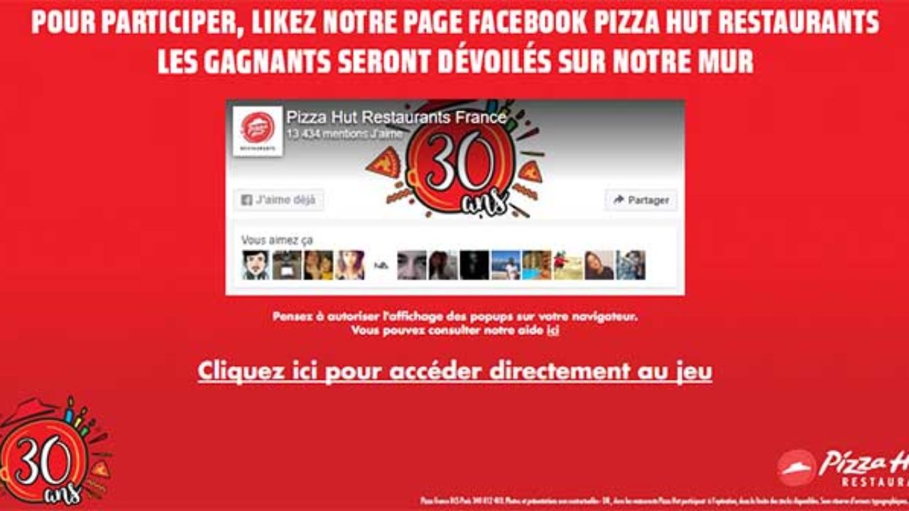 Restaurant Pizzahut Fr Jeuconcours Jeu Anniversaire Pizza Hut 30 Ans Bestofconcours